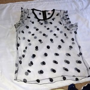 Gracious polka dots mesh blouse